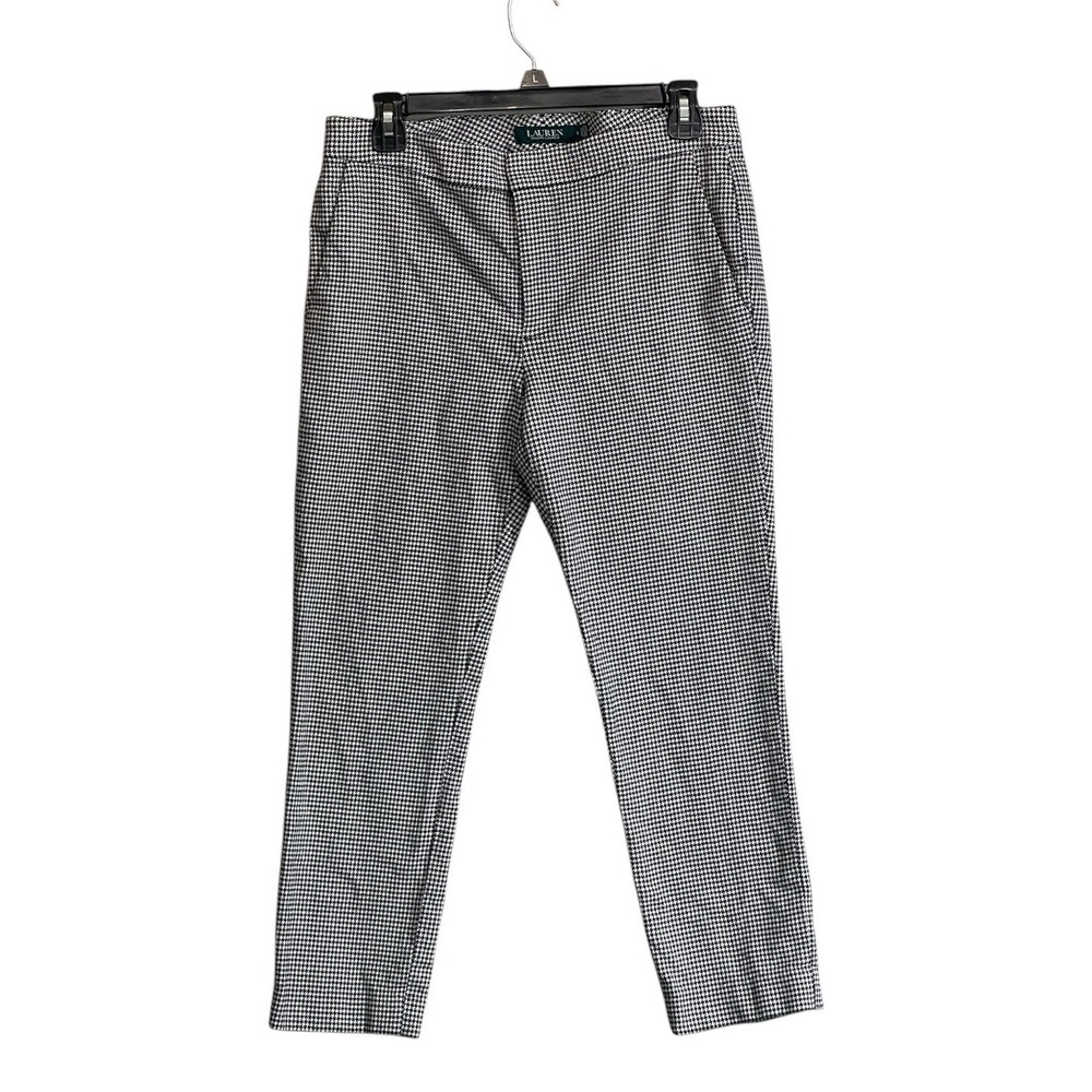 Ralph Lauren Tapered Ankle Pants 6 Black White Houndstooth Office Smart Casual